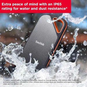 SANDISK Extreme PRO Portable SSD 2TB (up to 2000 MB/s read speeds, Powerful NVMe Solid State Performance, IP65 rated for dust and water resistance, 256-bit AES hardware...