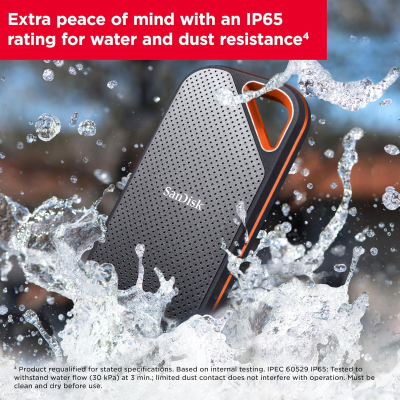 SanDisk Extreme PRO Portable SSD 4TB (up to 2000 MB/s read speeds, Powerful NVMe Solid State Performance, IP65 rated for dust and water resistance, 256-bit AES hardware...