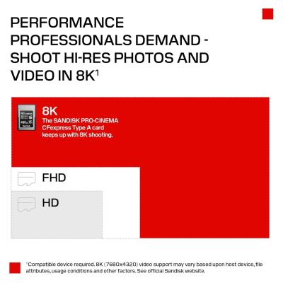 SanDisk PRO-CINEMA CFexpress Type A Card 960GB (read speeds up to 1800MB/s, write speeds up to 1650MB/s, 4K, 6K, 8K, VPG200, Rescue PRO)