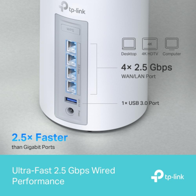 TP-Link Deco BE9300(3-pack) WiFi 7 BE9300Mbps Whole Home Mesh WiFi System, 2.5Gbps Ports, VPN Supported, Router & Extender Booster, AI-Driven Mesh, 6 GHz Band, Homeshield, Alexa...