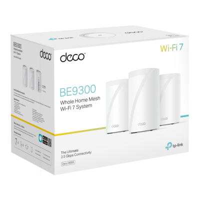 TP-Link Deco BE9300(3-pack) WiFi 7 BE9300Mbps Whole Home Mesh WiFi System, 2.5Gbps Ports, VPN Supported, Router & Extender Booster, AI-Driven Mesh, 6 GHz Band, Homeshield, Alexa...