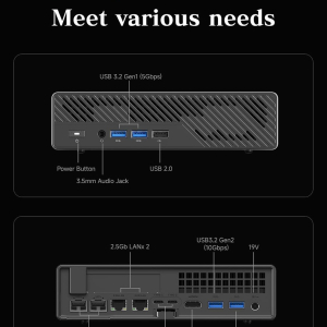 MINISFORUM AMD Ryzen 9 9955HX Barebone with MS-A2 Mini PC (16C/32T, up to 5.4GHz), PCIe×16, HDMI/2x USB-C (8K@60Hz), 2x SFP+ 10G, 2x 2.5G LAN, 3x SSD M.2 (2280/22110/U.2),NO...