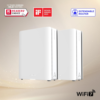 ASUS ZenWiFi BQ16 Pro Quad-Band WiFi 7 Mesh Router (2 Pack), up to 8000 sqft, 2X 10G Ports Each, Smart Home Master with Multi-SSID, VPN & Parental Controls, Subscription-Free...