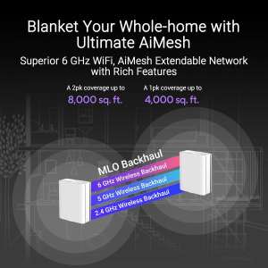 ASUS ZenWiFi BQ16 Pro Quad-Band WiFi 7 Mesh Router (2 Pack), up to 8000 sqft, 2X 10G Ports Each, Smart Home Master with Multi-SSID, VPN & Parental Controls, Subscription-Free...