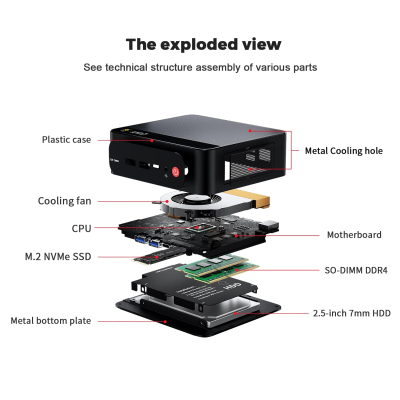 Beelink SER5 Mini PC, Ryzen 5 5500U(6C/12T up to 4,0Ghz), AMD Mini Computer Win11 Pro, 32GB DDR4 500GB M.2 NVMe SSD, 4K Triple Display, HDMI/DP/Type-C, 2.5G LAN,WiFi6, BT5.2