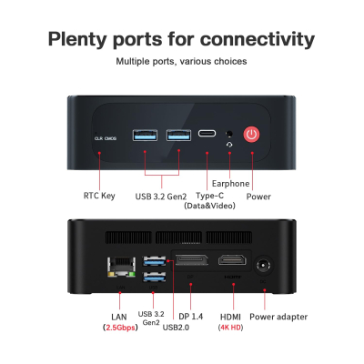 Beelink SER5 Mini PC, Ryzen 5 5500U(6C/12T up to 4,0Ghz), AMD Mini Computer Win11 Pro, 32GB DDR4 500GB M.2 NVMe SSD, 4K Triple Display, HDMI/DP/Type-C, 2.5G LAN,WiFi6, BT5.2