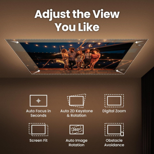 BenQ GV32 1080p Portable Ceiling Projector, 500 ANSI Lumens LED, Google TV with Licensed Netflix, HDR10 with 95% Rec.709, WiFi & Bluetooth, Deep Woofer Speaker