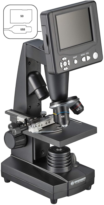 Bresser LCD Microscope 50x-500x (2000x digital), 5 Megapixel, 8.9cm (3.5 inch) LCD display