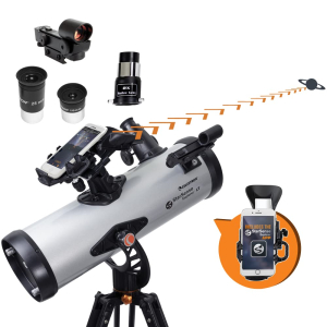 Celestron 22452 StarSense Explore LT114AZ Newtonian Reflector Telescope, Smartphone App-enabled, includes Two Eyepieces, 2xBarlow lens, Phone Dock/Height-adjustable Tripod,...