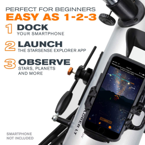 Celestron 22452 StarSense Explore LT114AZ Newtonian Reflector Telescope, Smartphone App-enabled, includes Two Eyepieces, 2xBarlow lens, Phone Dock/Height-adjustable Tripod,...