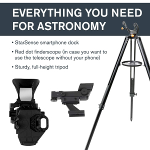 Celestron 22452 StarSense Explore LT114AZ Newtonian Reflector Telescope, Smartphone App-enabled, includes Two Eyepieces, 2xBarlow lens, Phone Dock/Height-adjustable Tripod,...