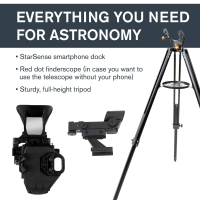 Celestron 22452 StarSense Explore LT114AZ Newtonian Reflector Telescope, Smartphone App-enabled, includes Two Eyepieces, 2xBarlow lens, Phone Dock/Height-adjustable Tripod,...