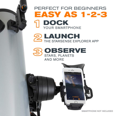 Celestron 22461 StarSense Explore DX 130 Newtonian Reflector Telescope with Smartphone App-enabled Technology, includes Two Eyepieces, Phone Dock and Height-adjustable Tripod,...