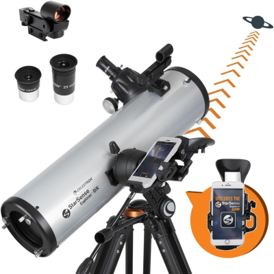 Celestron 22461 StarSense Explore DX 130 Newtonian Reflector Telescope with Smartphone App-enabled Technology, includes Two Eyepieces, Phone Dock and Height-adjustable Tripod,...