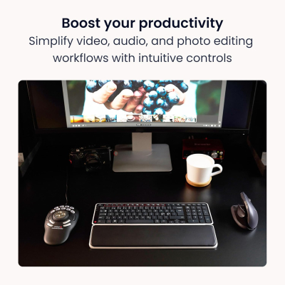 Contour Shuttle PRO V2 - Multimedia Controller with Jog Wheel & 15 Custom Programmable Buttons, Ideal for Video, Audio & Photo Editing, Mac & PC Compatible - Black
