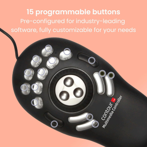 Contour Shuttle PRO V2 - Multimedia Controller with Jog Wheel & 15 Custom Programmable Buttons, Ideal for Video, Audio & Photo Editing, Mac & PC Compatible - Black