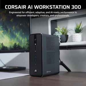 Corsair AI WORKSTATION 300 Desktop PC – AMD Ryzen AI Max+ 395 CPU – AMD Radeon 8060S iGPU (Up to 96GBs vRAM) – 128GB LPDDR5X 8000MT/s Memory – 4TB M.2 SSD – Black