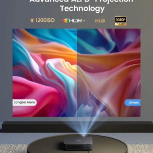 Dangbei Atom Mini Projector 1080P for Bedroom, Smart Projector Portable Supported 4K 3D, 1200 ISO Lumens, Official Netflix, Dolby Audio Speakers, Home Projector with WiFi...