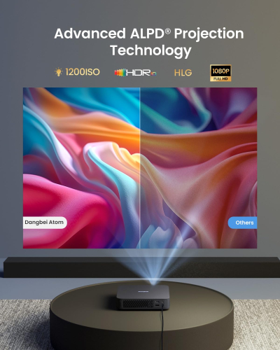Dangbei Atom Mini Projector 1080P for Bedroom, Smart Projector Portable Supported 4K 3D, 1200 ISO Lumens, Official Netflix, Dolby Audio Speakers, Home Projector with WiFi...