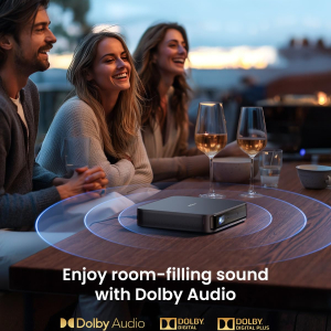 Dangbei Atom Mini Projector 1080P for Bedroom, Smart Projector Portable Supported 4K 3D, 1200 ISO Lumens, Official Netflix, Dolby Audio Speakers, Home Projector with WiFi...