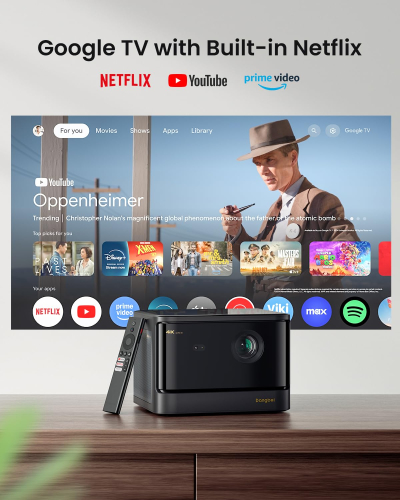 Dangbei DBOX02 4K Projector, 2450 ISO Lumens 200'' Screen for Bedroom Home Cinema, Google TV with Netflix Officially&Dolby Audio DTS:X Blu-ray 3D Projector with WiFi and Bluetooth
