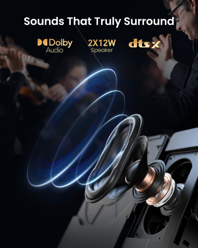 Dangbei DBOX02 4K Projector, 2450 ISO Lumens 200'' Screen for Bedroom Home Cinema, Google TV with Netflix Officially&Dolby Audio DTS:X Blu-ray 3D Projector with WiFi and Bluetooth