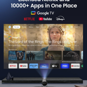 Dangbei Freedo Portable Projector 1080P, Google TV with Licensed Netflix mini Projector Support Powerbank for Outdoor Camping with Stand, Travel Box, 450 ISO Lumens, Dolby...