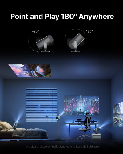 Dangbei Freedo Portable Projector 1080P, Google TV with Licensed Netflix mini Projector Support Powerbank for Outdoor Camping with Stand, Travel Box, 450 ISO Lumens, Dolby...