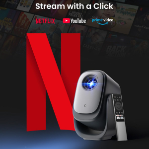 Dangbei N2 Mini Projector for Bedroom, Smart Projector Portable with Stand 190° Rotatable, Official Netflix Home Projector 1080P, Video Projector with WiFi and Bluetooth for HD...