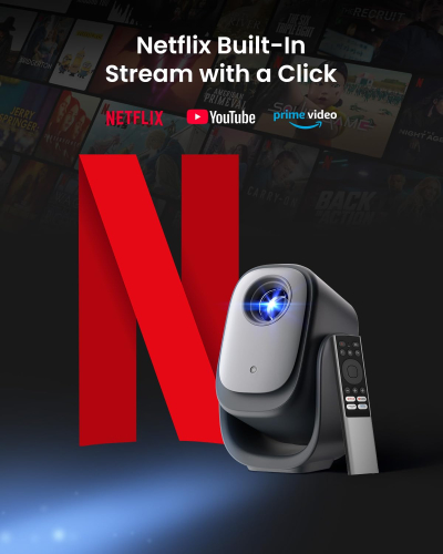 Dangbei N2 Mini Projector for Bedroom, Smart Projector Portable with Stand 190° Rotatable, Official Netflix Home Projector 1080P, Video Projector with WiFi and Bluetooth for HD...