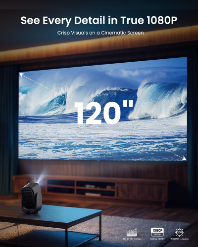 Dangbei N2 Mini Projector for Bedroom, Smart Projector Portable with Stand 190° Rotatable, Official Netflix Home Projector 1080P, Video Projector with WiFi and Bluetooth for HD...