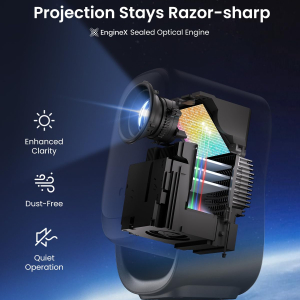 Dangbei N2 Mini Projector for Bedroom, Smart Projector Portable with Stand 190° Rotatable, Official Netflix Home Projector 1080P, Video Projector with WiFi and Bluetooth for HD...