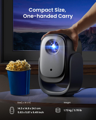 Dangbei N2 Mini Projector for Bedroom, Smart Projector Portable with Stand 190° Rotatable, Official Netflix Home Projector 1080P, Video Projector with WiFi and Bluetooth for HD...