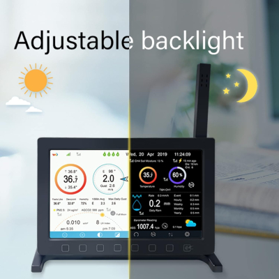ECOWITT Weather Stations with Outdoor Sensor HP2564, Wifi Internet Radio 7 in 1 Weather Station, Rain Gauge, Weather Forecast, Anemometer, Indoor TFT Color Display with Touch...