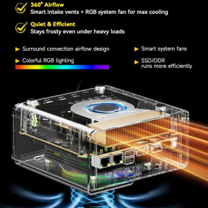 GMKtec EVO-T1 Mini PC AI Ultra 9 285H (up to 5.4GHz) 64GB DDR5 (32GB*2) 2TB PCIe 4.0 SSD Gaming Mini Computer, 3X M.2 Expansion Slots, Oculink, Quad Screen 8K Display