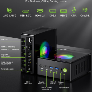 GMKtec K11 AMD Ryzen 9 Gaming Mini PC 8945HS(8C/16T, Up to 5.2GHz) W-11 Pro, 32GB DDR5 RAM 1TB Mini Desktop PC Computer, Oculink, Dual NIC 2.5GbE LAN, HDMI/DisplayPort/USB4*2