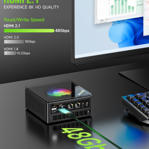 GMKtec K11 AMD Ryzen 9 Gaming Mini PC 8945HS(8C/16T, Up to 5.2GHz) W-11 Pro, 32GB DDR5 RAM 1TB Mini Desktop PC Computer, Oculink, Dual NIC 2.5GbE LAN, HDMI/DisplayPort/USB4*2