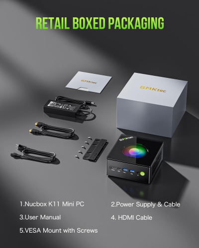 GMKtec K11 AMD Ryzen 9 Gaming Mini PC 8945HS(8C/16T, Up to 5.2GHz) W-11 Pro, 32GB DDR5 RAM 1TB Mini Desktop PC Computer, Oculink, Dual NIC 2.5GbE LAN, HDMI/DisplayPort/USB4*2