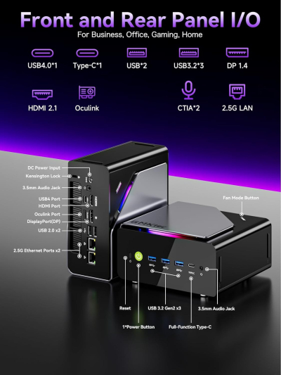 GMKtec K15 AI Mini PC Oculink with Intel Core Ultra 5 125U Processor, 32GB DDR5 RAM 1TB SSD, Desktop Computer AI Boost, 3X M.2 2280 Storage Expansion, Dual NIC 2.5GbE, HDMI 2.1,...