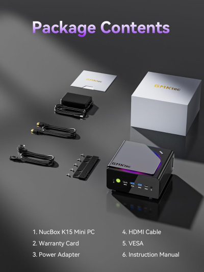 GMKtec K15 AI Mini PC Oculink with Intel Core Ultra 5 125U Processor, 32GB DDR5 RAM 1TB SSD, Desktop Computer AI Boost, 3X M.2 2280 Storage Expansion, Dual NIC 2.5GbE, HDMI 2.1,...