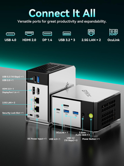 GMKtec M8 AMD Ryzen 5 Mini PC Windows 11 PRO 6650H (Beat 7430U, 6C/12T 4.50Ghz),16GB LPDDR5x 6400MHz RAM + 512GB Hard Drive PCle SSD/Dual NIC LAN...