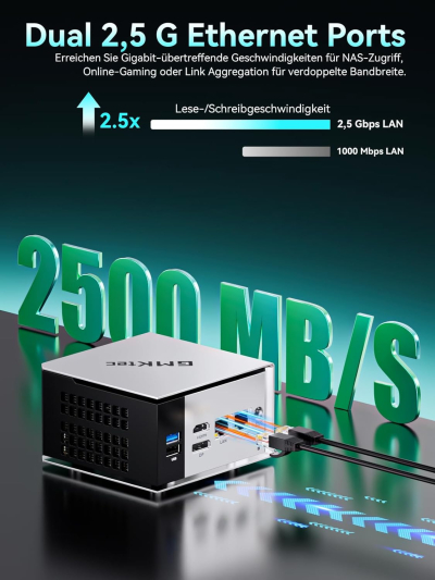 GMKtec M8 AMD Ryzen 5 Mini PC Windows 11 PRO 6650H (Beat 7430U, 6C/12T 4.50Ghz),16GB LPDDR5x 6400MHz RAM + 512GB Hard Drive PCle SSD/Dual NIC LAN...