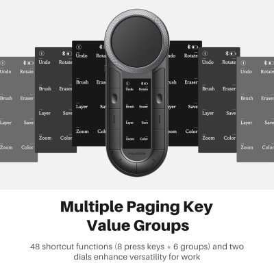 HUION Keydial Remote K40 Bluetooth Programmable Keypad,OLED Display with Dual Dials, 60 Customized Keys Macro Keyboard for PC, Mac, Mobile, One-Hand Shortcut Keyboard for...