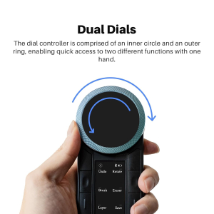 HUION Keydial Remote K40 Bluetooth Programmable Keypad,OLED Display with Dual Dials, 60 Customized Keys Macro Keyboard for PC, Mac, Mobile, One-Hand Shortcut Keyboard for...