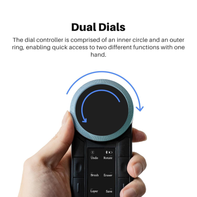 HUION Keydial Remote K40 Bluetooth Programmable Keypad,OLED Display with Dual Dials, 60 Customized Keys Macro Keyboard for PC, Mac, Mobile, One-Hand Shortcut Keyboard for...