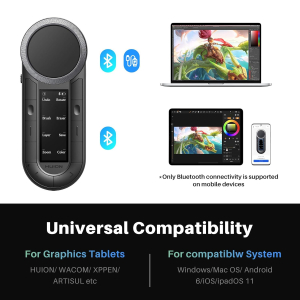 HUION Keydial Remote K40 Bluetooth Programmable Keypad,OLED Display with Dual Dials, 60 Customized Keys Macro Keyboard for PC, Mac, Mobile, One-Hand Shortcut Keyboard for...