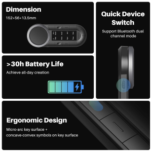 HUION Keydial Remote K40 Bluetooth Programmable Keypad,OLED Display with Dual Dials, 60 Customized Keys Macro Keyboard for PC, Mac, Mobile, One-Hand Shortcut Keyboard for...