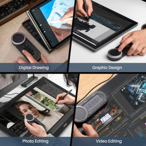 HUION Keydial Remote K40 Bluetooth Programmable Keypad,OLED Display with Dual Dials, 60 Customized Keys Macro Keyboard for PC, Mac, Mobile, One-Hand Shortcut Keyboard for...