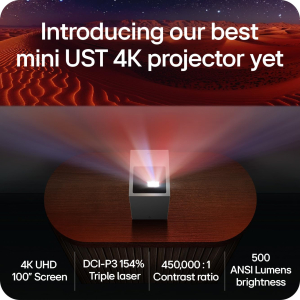 LG CineBeam S PU615U, Compact Ultra short throw 4K Projector, cinematic 40-100 inch screen size, RGB Laser, 500 ANSI Lumens, Auto Screen Adjustment, LG TV webOS, WIFI,...