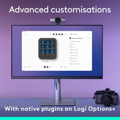 Logitech MX Creative Console, Programmable Keypad With 9 Customisable LCD Keys and Control Dial for Graphic Design, Video Editing, Photography, use with Adobe, Zoom, Spotify and...
